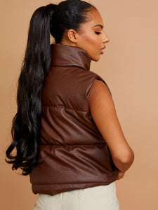 PU Leather Cropped Padded Vest
