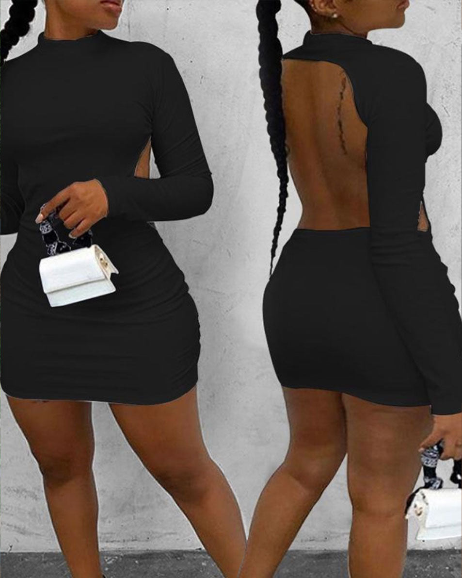 Backless Turtleneck Mini Dress Stylezperday Backless Turtleneck Mini Dress Stylezperday