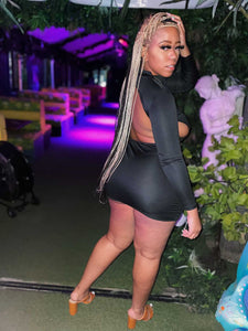 Backless Turtleneck Mini Dress